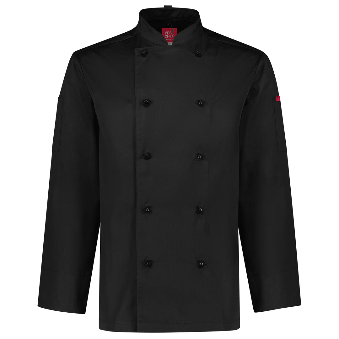 House of Uniforms The Al Dente Chefs Jacket | Long Sleeve | Mens Yes! Chef Black