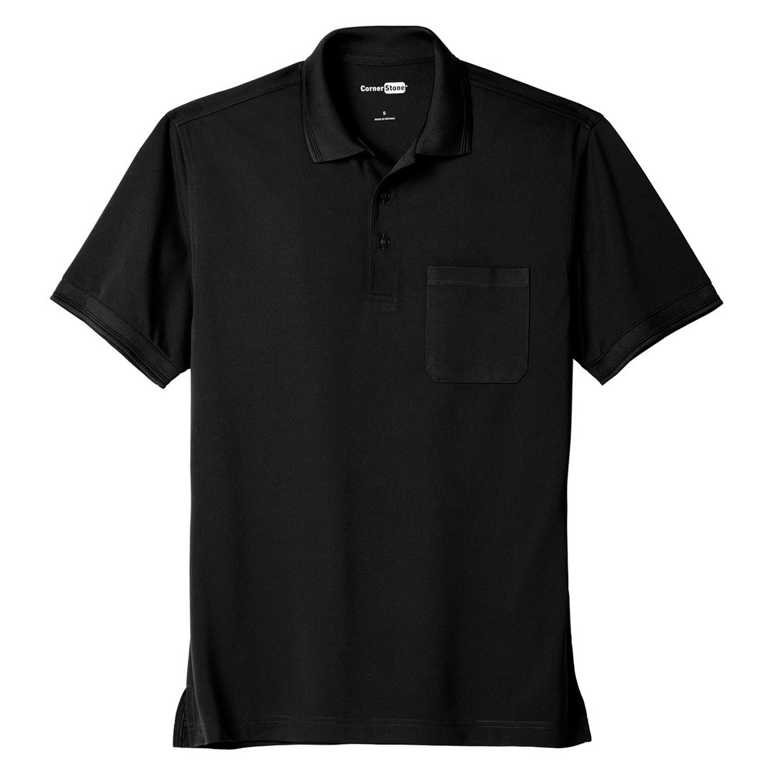 House of Uniforms The Industrial Snag Proof Pocket Polo | Mens | Short Sleeve Corner Stone Black