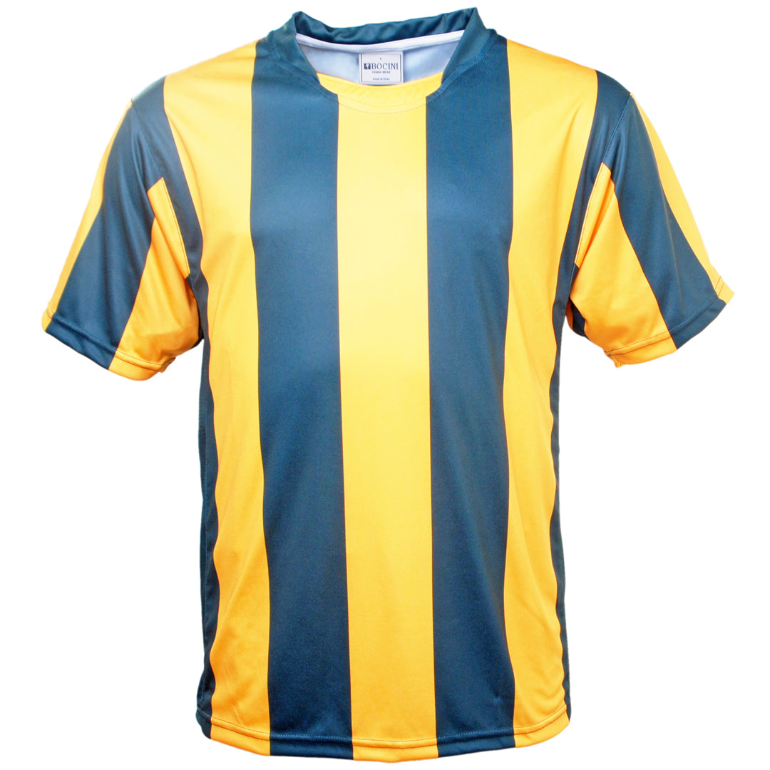 House of Uniforms The Striped Soccer Jersey | Kids Bocini Bottle/Gold