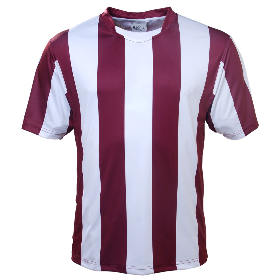 House of Uniforms The Striped Soccer Jersey | Kids Bocini Maroon/White