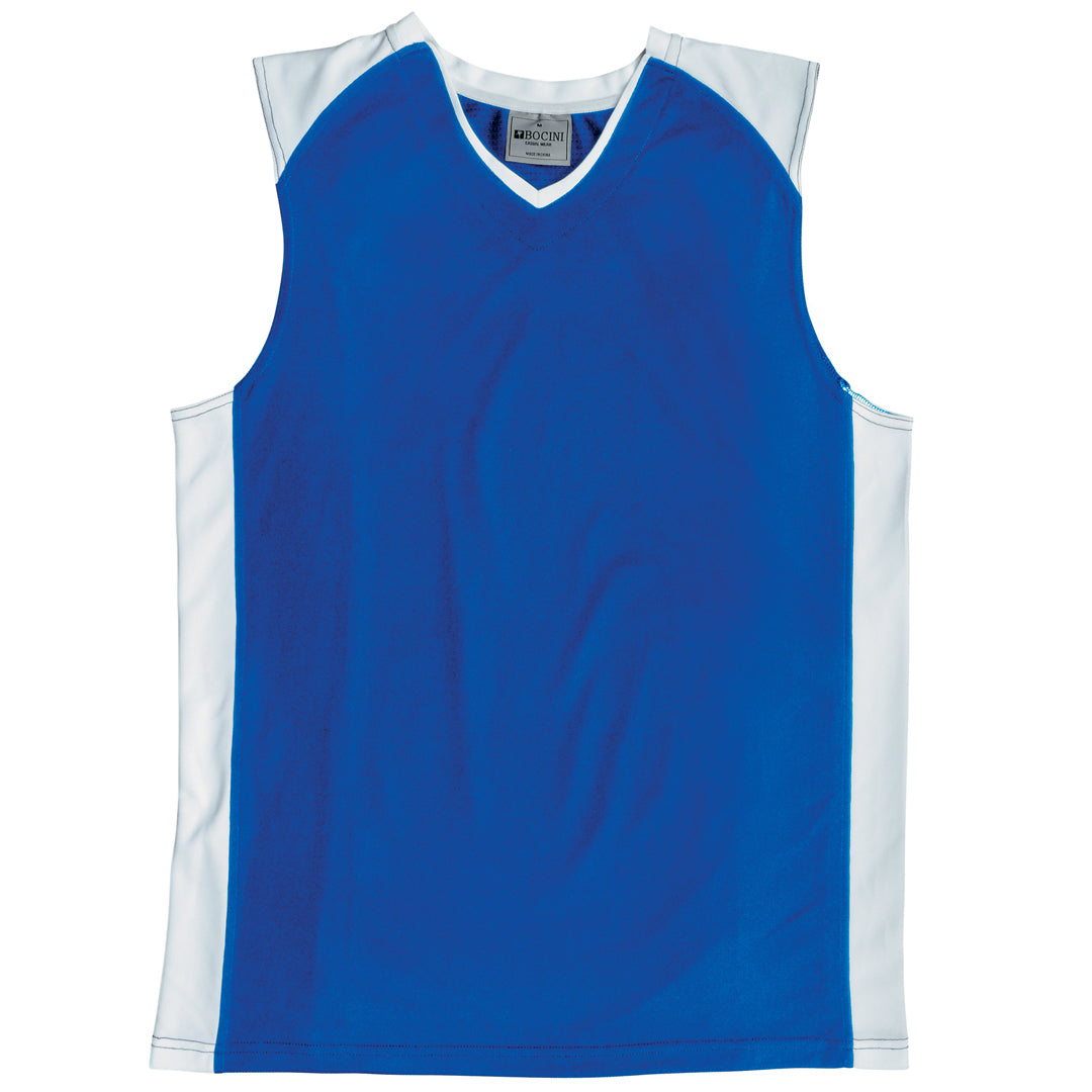 House of Uniforms The Contrast Basketball Singlet | Mens Bocini Royal/White