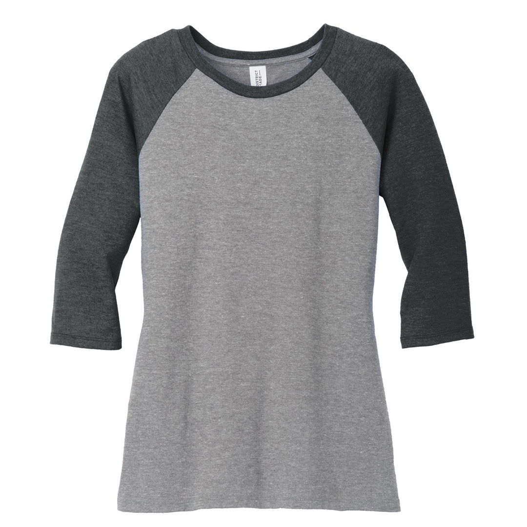 House of Uniforms The Tri Blend 3/4 Sleeve Tee | Ladies District Black/Grey