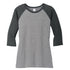 House of Uniforms The Tri Blend 3/4 Sleeve Tee | Ladies District Black/Grey