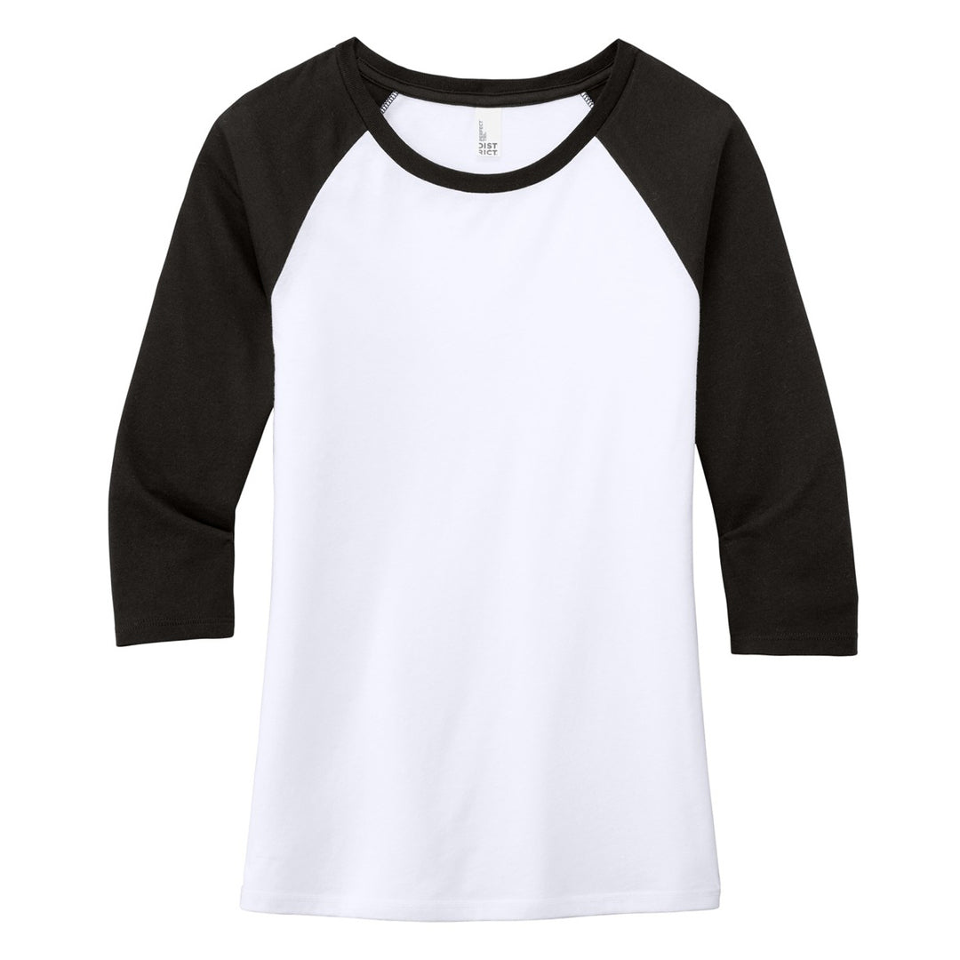 House of Uniforms The Tri Blend 3/4 Sleeve Tee | Ladies District Black/White