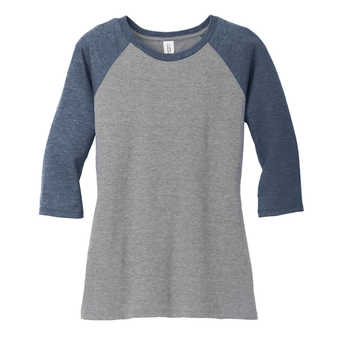 House of Uniforms The Tri Blend 3/4 Sleeve Tee | Ladies District Navy/Grey