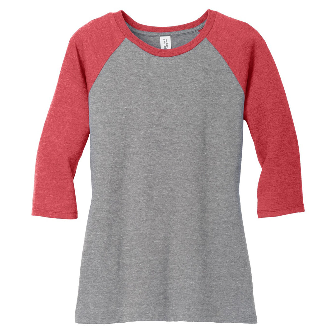 House of Uniforms The Tri Blend 3/4 Sleeve Tee | Ladies District Red/Grey