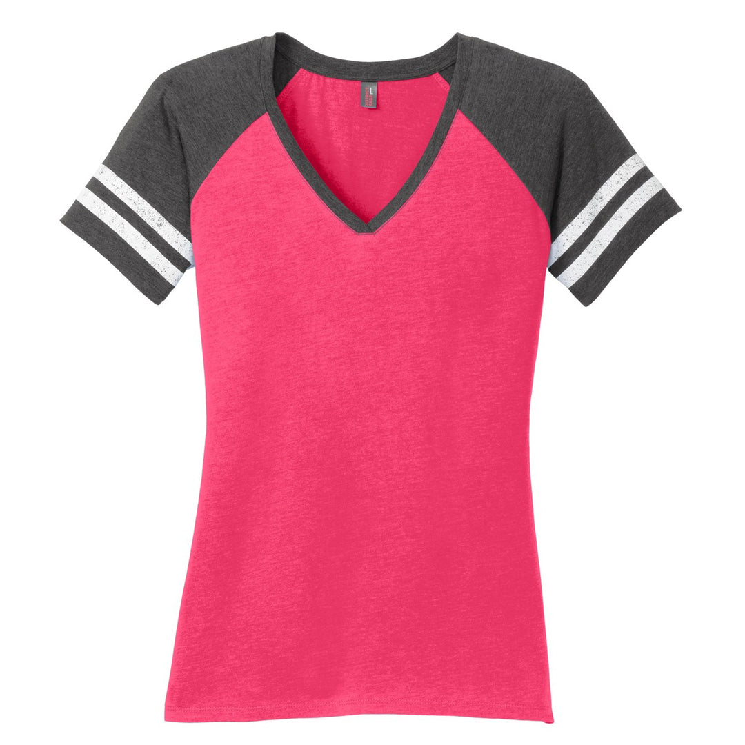 House of Uniforms The Game Day Tee | Short Sleeve | Ladies District Made Pink/Charcoal