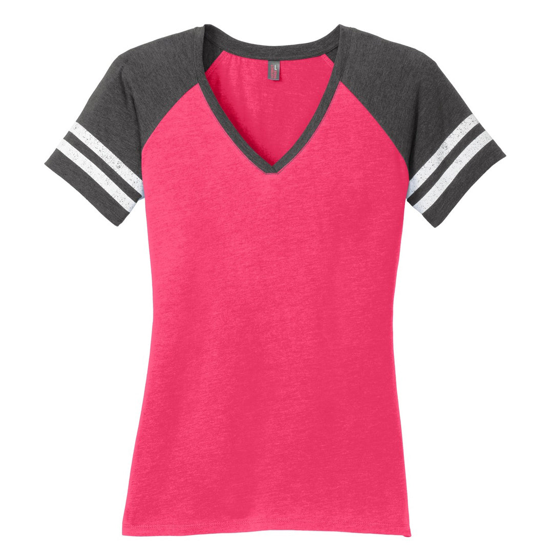 House of Uniforms The Game Day Tee | Short Sleeve | Ladies District Pink/Charcoal