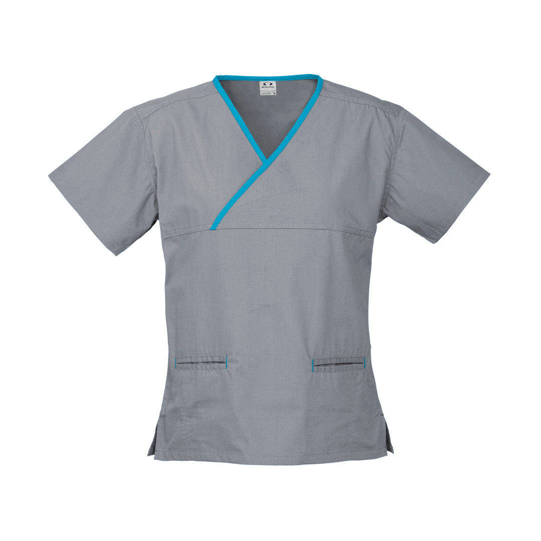 House of Uniforms The Contrast Scrub Top | Ladies Biz Collection Pewter/Aqua