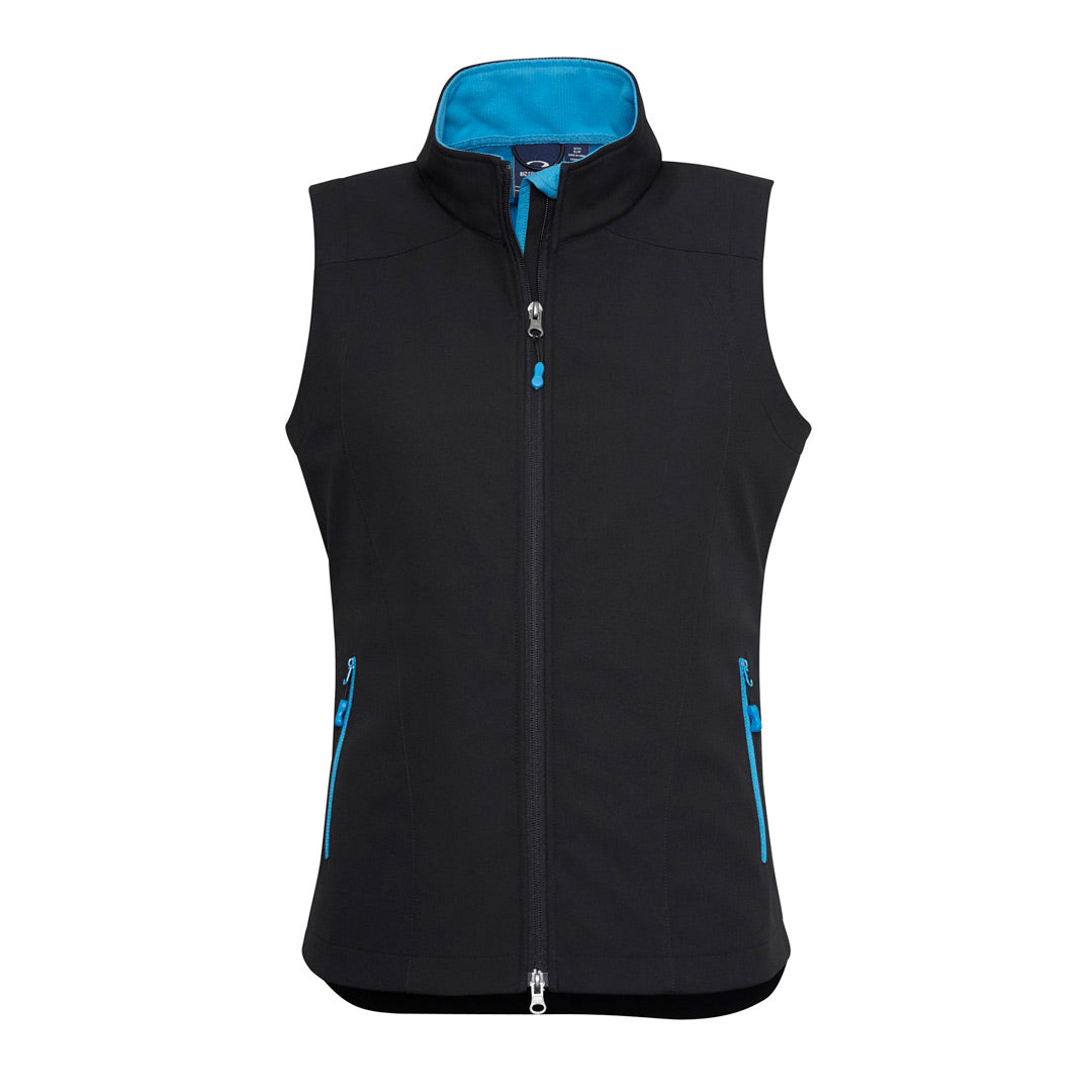 House of Uniforms The Geneva Vest | Ladies Biz Collection Black/Cyan