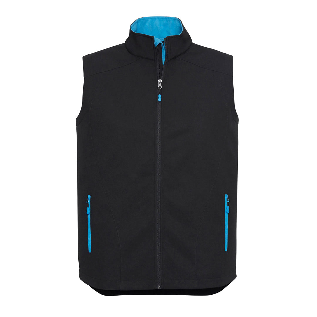 House of Uniforms The Geneva Vest | Mens Biz Collection Black/Cyan