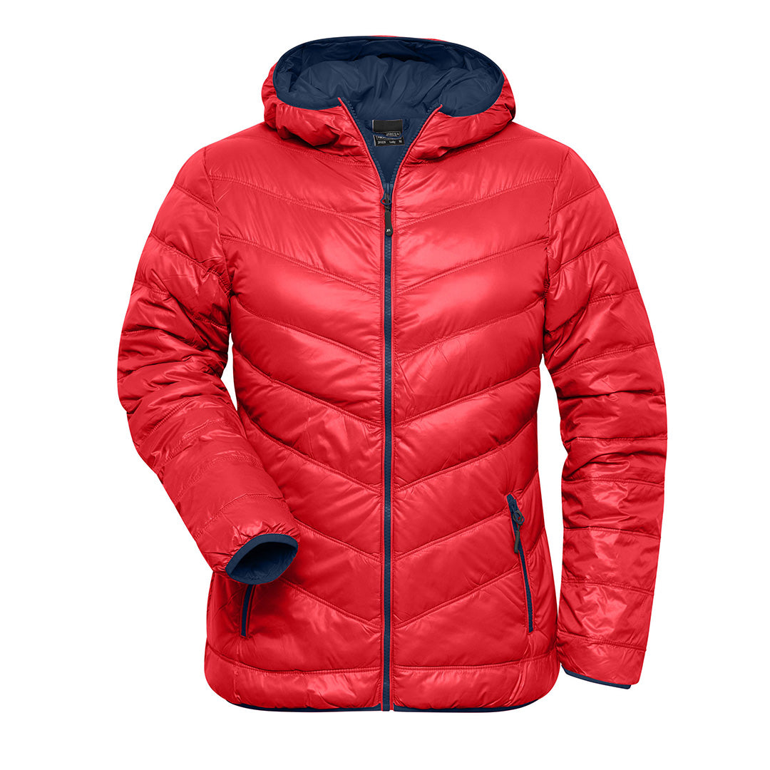 House of Uniforms The Ultra Light Down Jacket | Ladies James & Nicholson Red/Navy