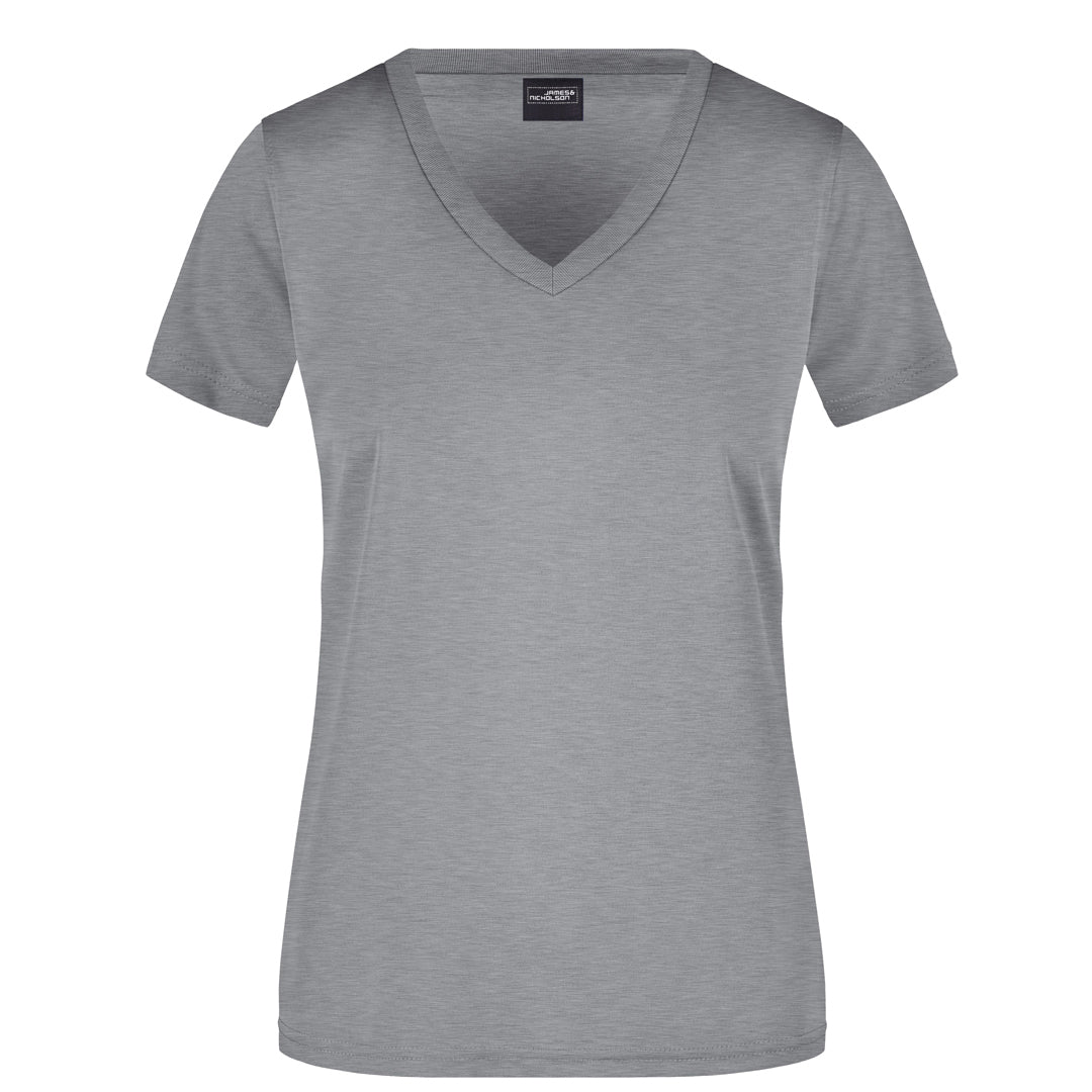 House of Uniforms The V Neck Active Tee | Ladies James & Nicholson Grey Marle