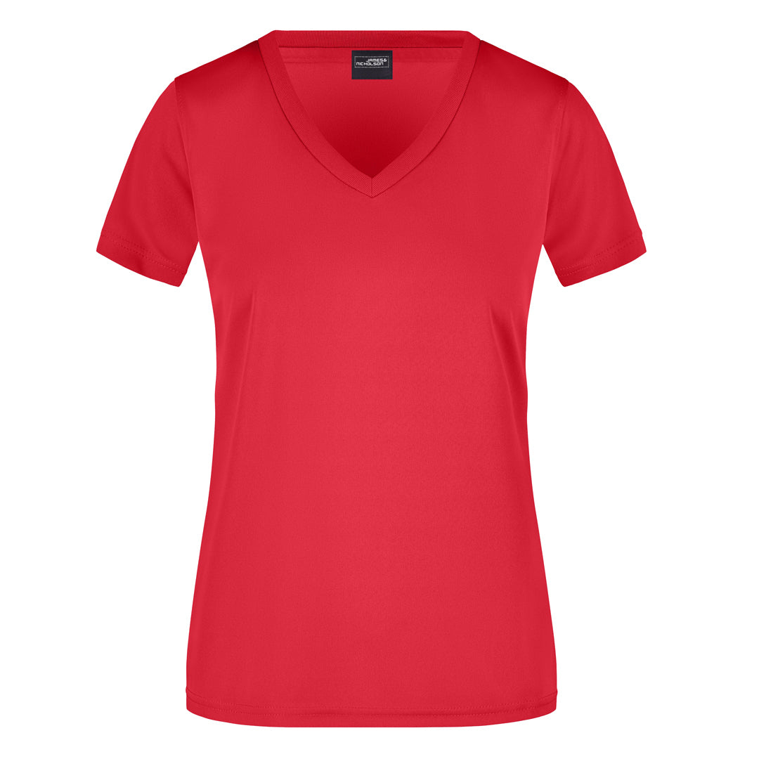 House of Uniforms The V Neck Active Tee | Ladies James & Nicholson Red