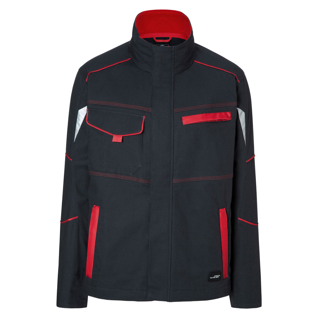 House of Uniforms The Level 2 Workwear Jacket | Mens James & Nicholson Carbon/Red