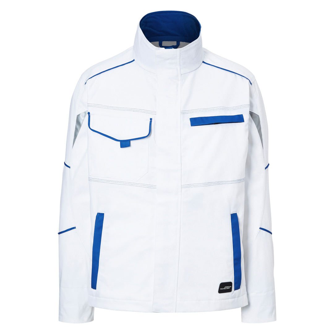 House of Uniforms The Level 2 Workwear Jacket | Mens James & Nicholson White/Royal