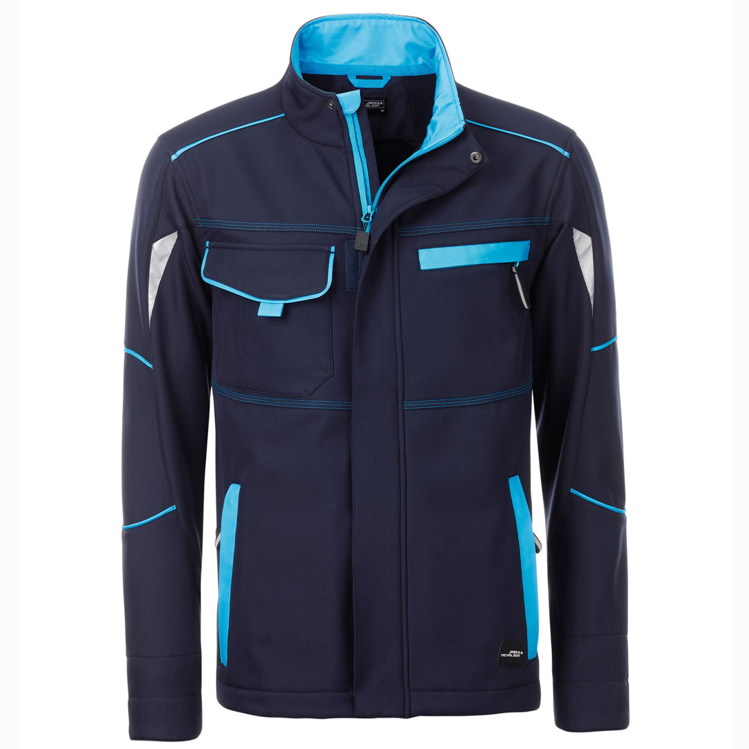 House of Uniforms The Level 2 Softshell Jacket | Mens James & Nicholson Navy/Turquoise