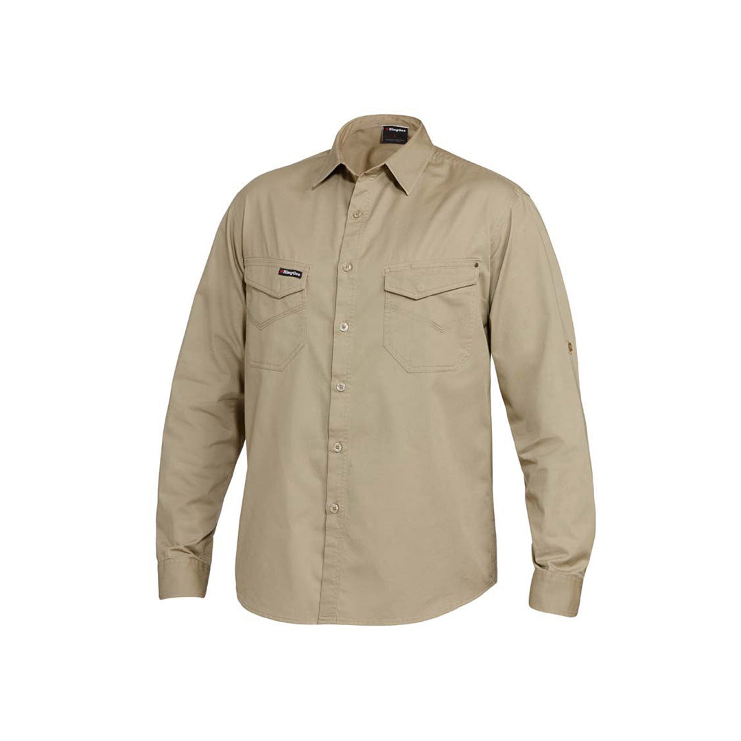 House of Uniforms The Tradie Shirt | Mens | Long Sleeve KingGee Khaki