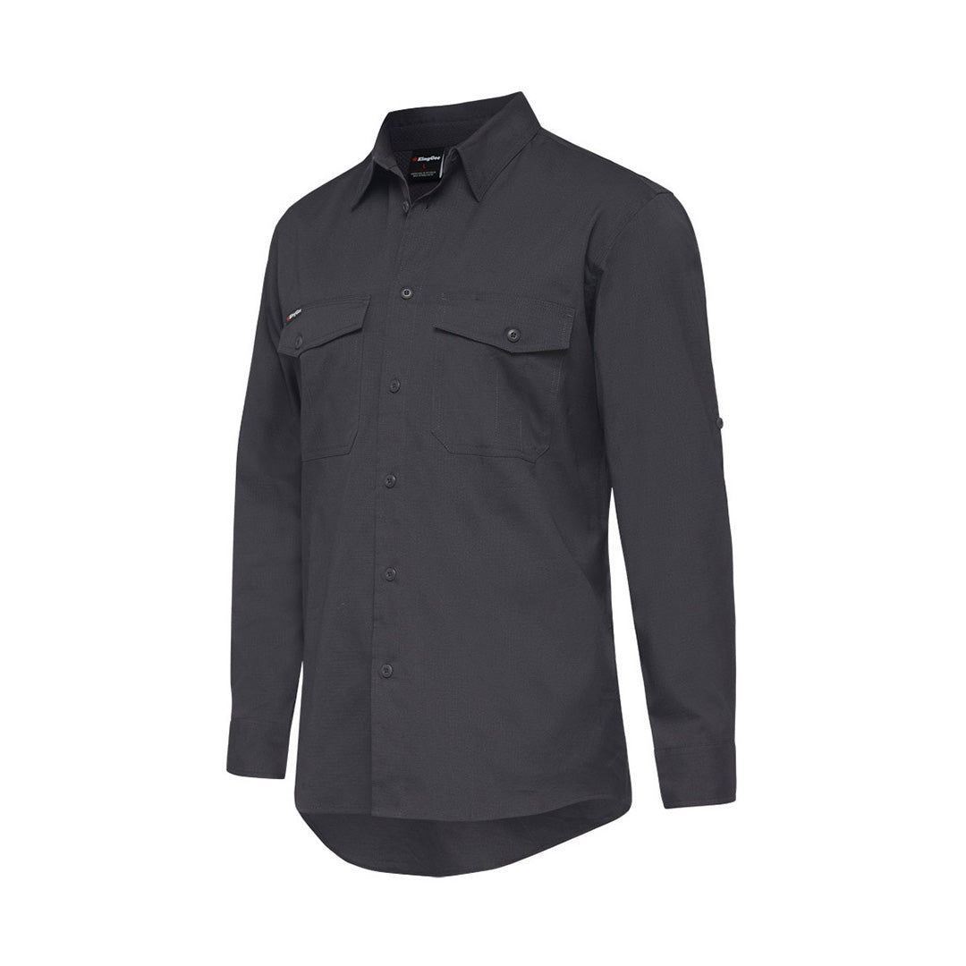House of Uniforms The Work Cool 2 Shirt | Mens | Long Sleeve KingGee Charcoal