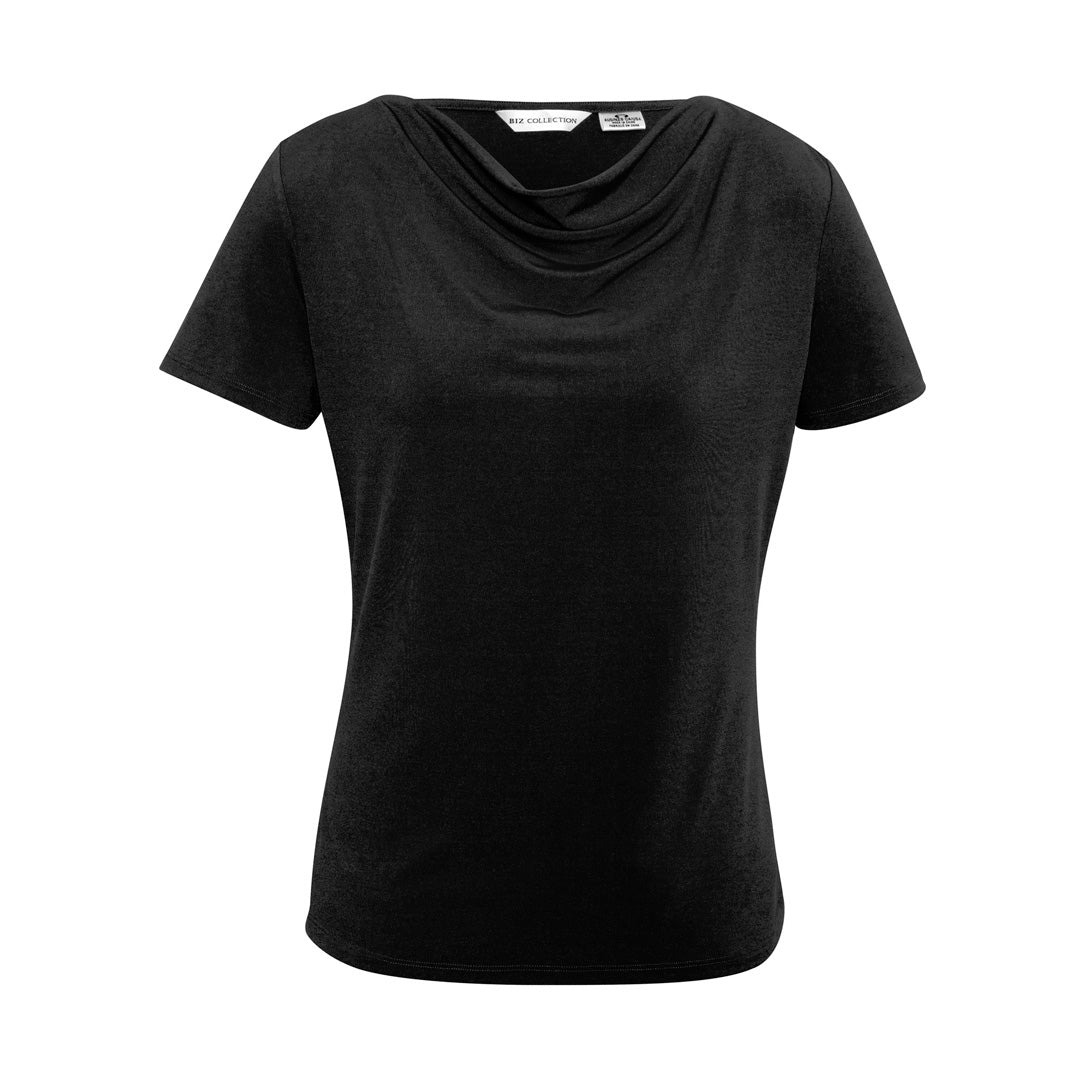House of Uniforms The Ava Drape Knit Top | Ladies Biz Collection Black