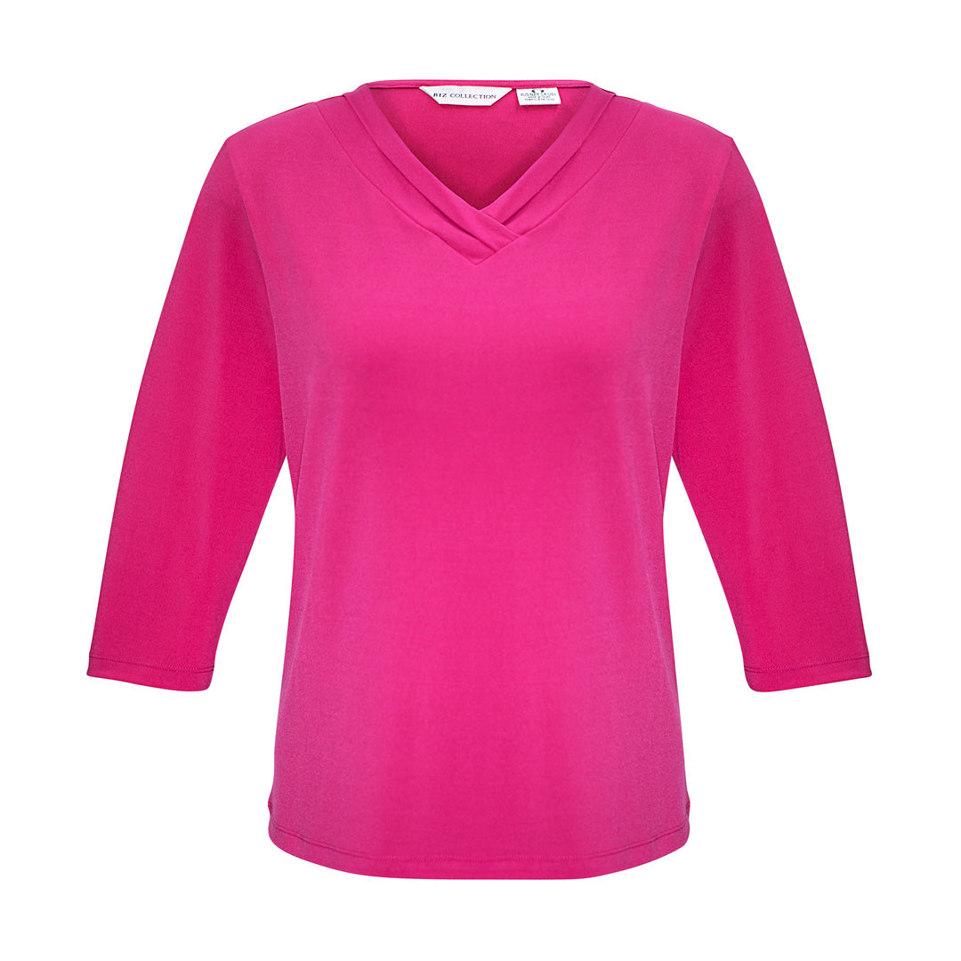 House of Uniforms The Lana Top | Ladies | 3/4 Sleeve Biz Collection Fuchsia