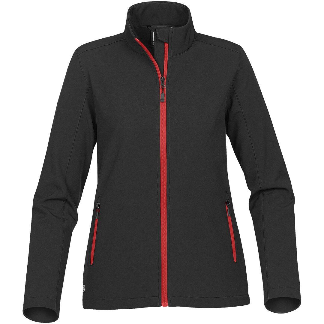 House of Uniforms The Orbiter Softshell Jacket | Ladies Stormtech Black/Red