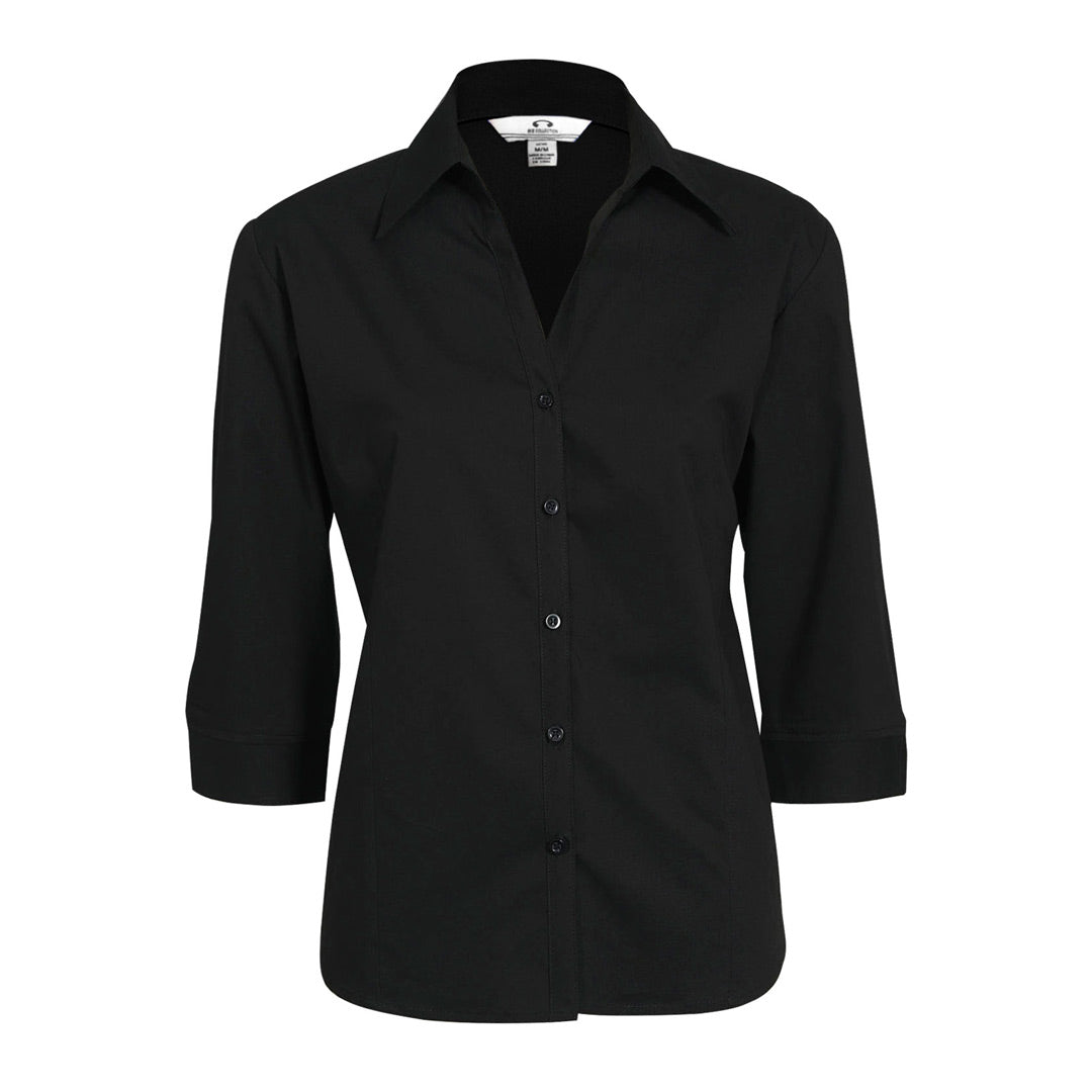House of Uniforms The Metro Shirt | Ladies | 3/4 Sleeve Biz Collection Black