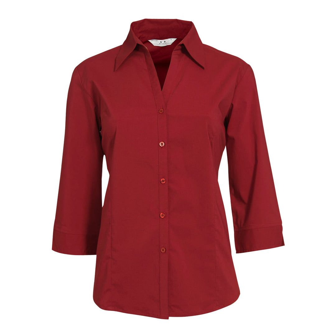 House of Uniforms The Metro Shirt | Ladies | 3/4 Sleeve Biz Collection Cherry