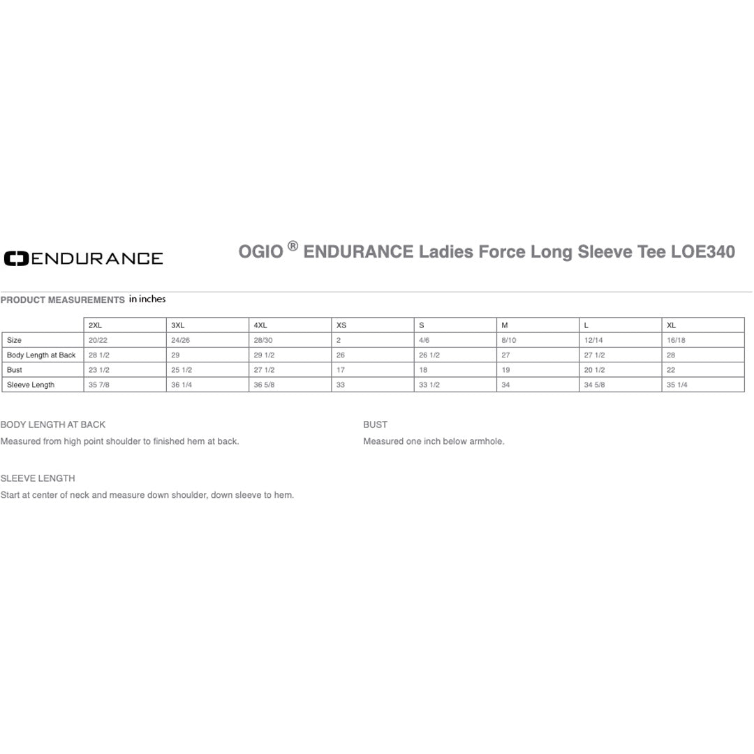 House of Uniforms The Endurance Force Long Sleeve Tee | Ladies Ogio Endurance