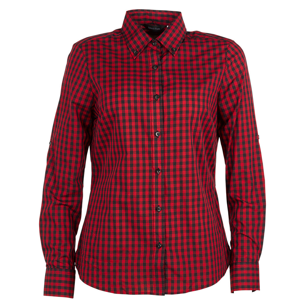 House of Uniforms The Barrett Shirt | Ladies | Long Sleeve Identitee Red/Black Check