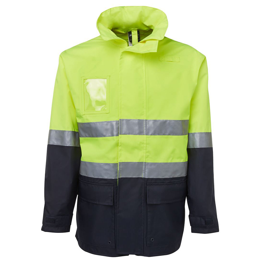 House of Uniforms The Hi Vis Long Line Jacket | Day Night | Adults Jbs Wear Lime/Navy