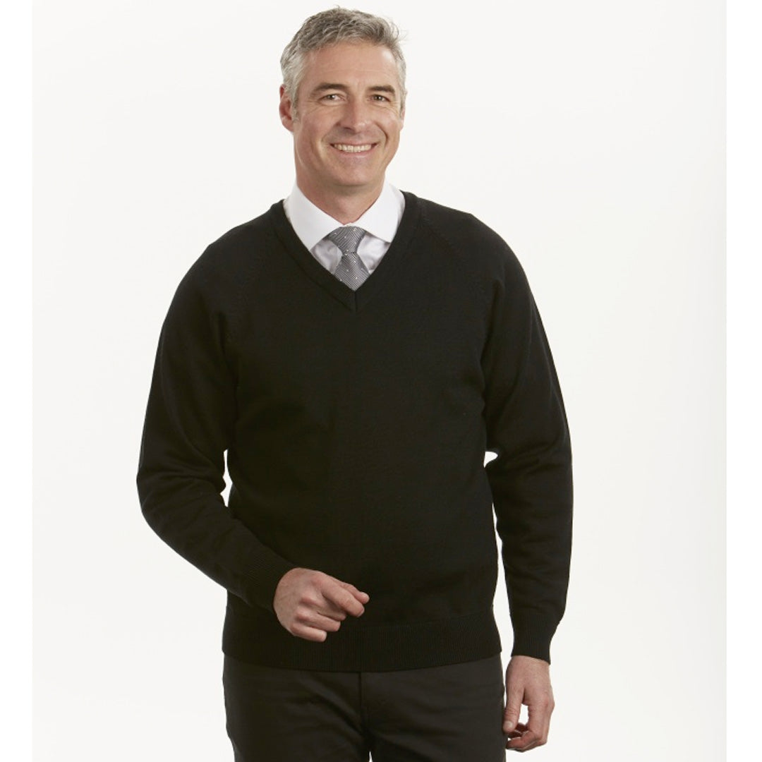 House of Uniforms The Wool V Neck Jumper | Mens MTF Black