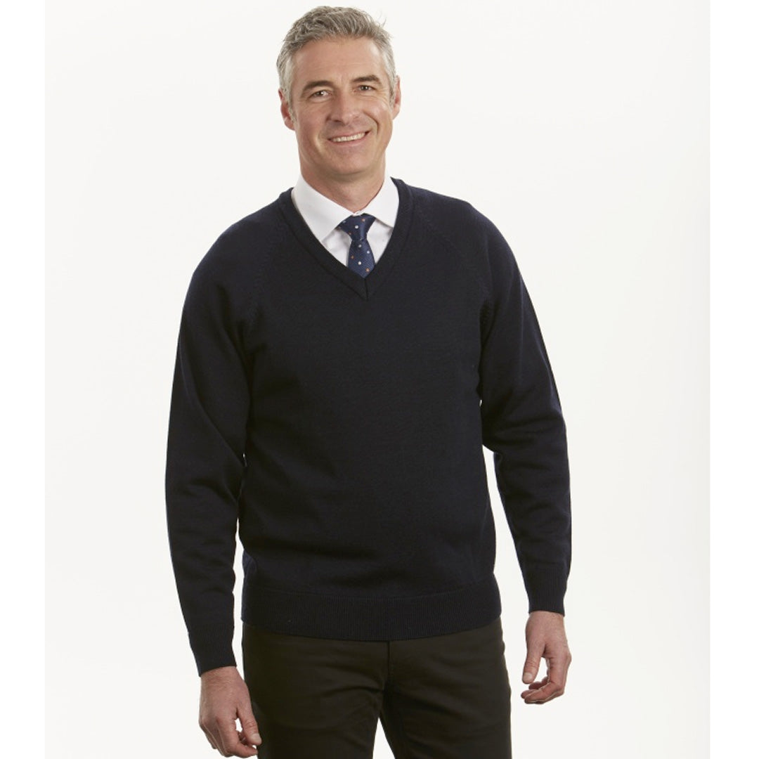 House of Uniforms The Wool V Neck Jumper | Mens MTF Navy