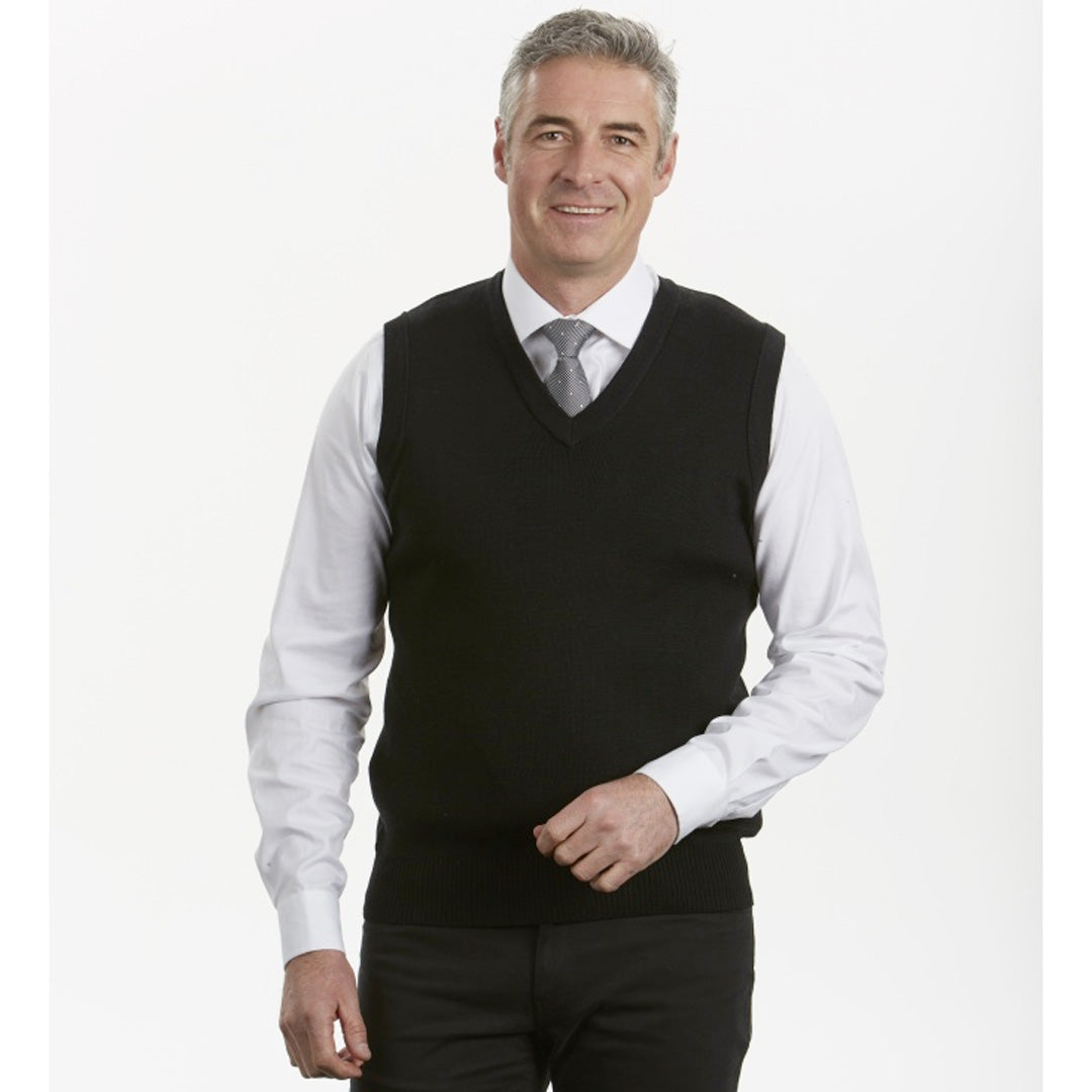 House of Uniforms The Wool V Neck Vest | Mens MTF Black