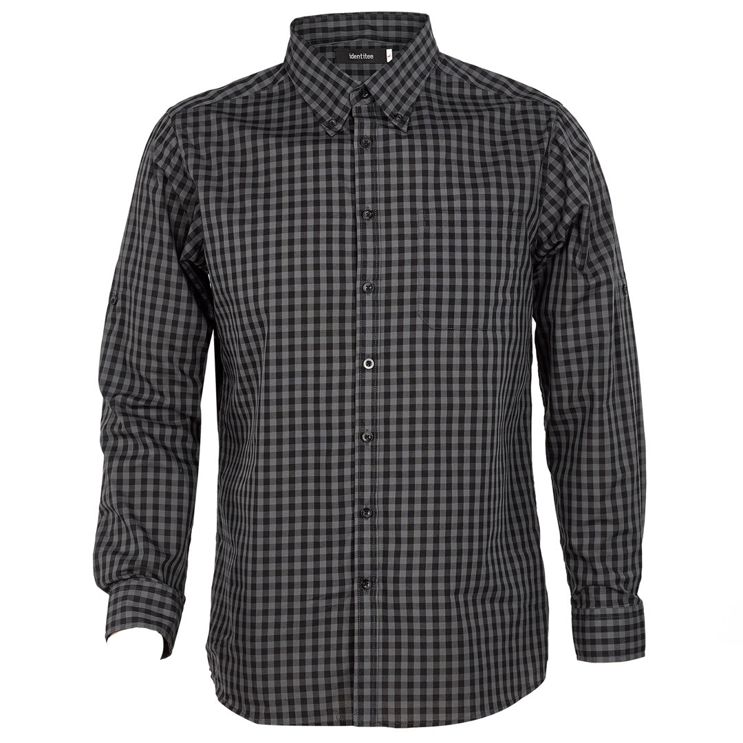 House of Uniforms The Barrett Shirt | Mens | Long Sleeve Identitee Charcoal/Black Check