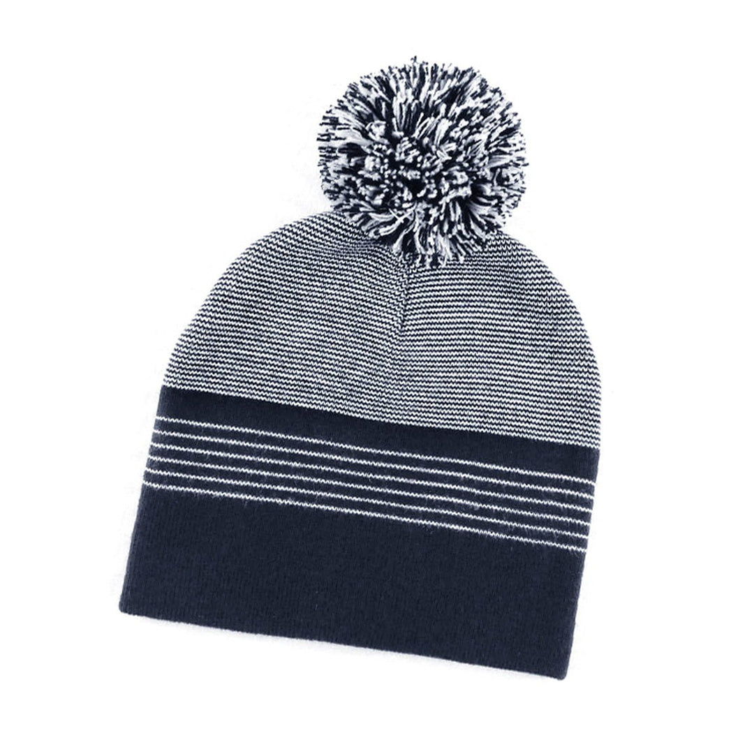 House of Uniforms The Stripe Pom Pom Beanie | Unisex Grace Collection Navy/White