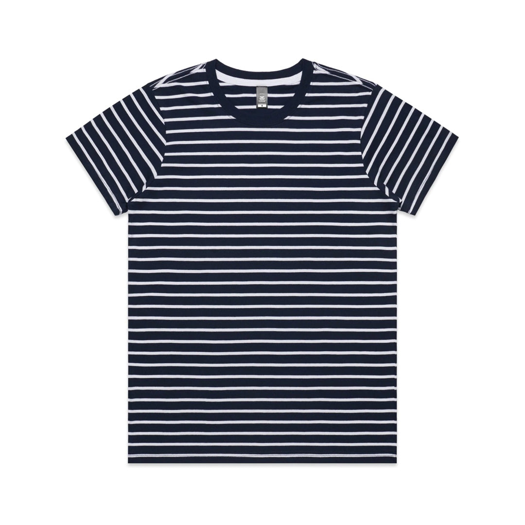 House of Uniforms The Maple Stripe Tee | Ladies AS Colour Navy/White