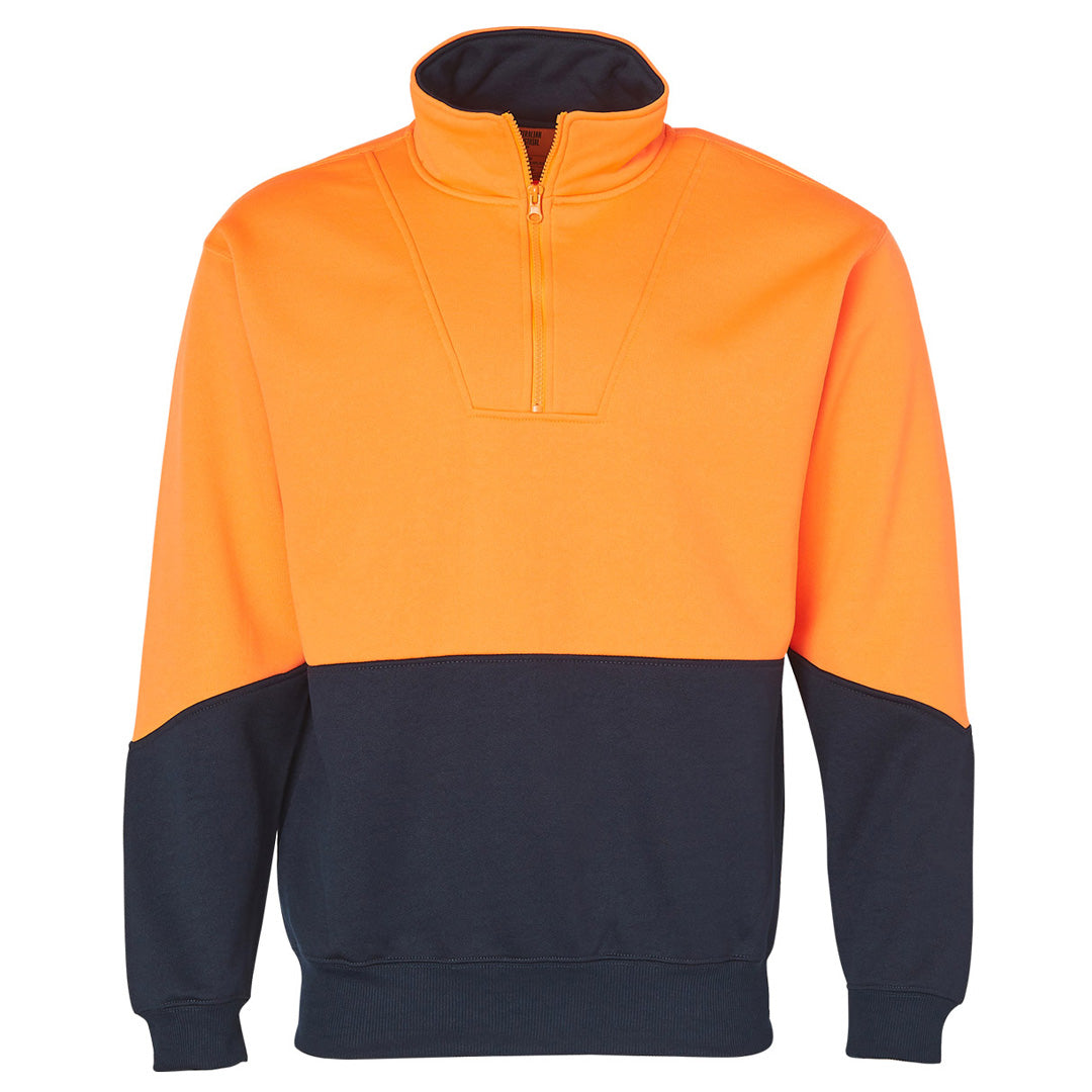 House of Uniforms The Hi Vis Collared Sweat | Mens Winning Spirit Orange/Navy