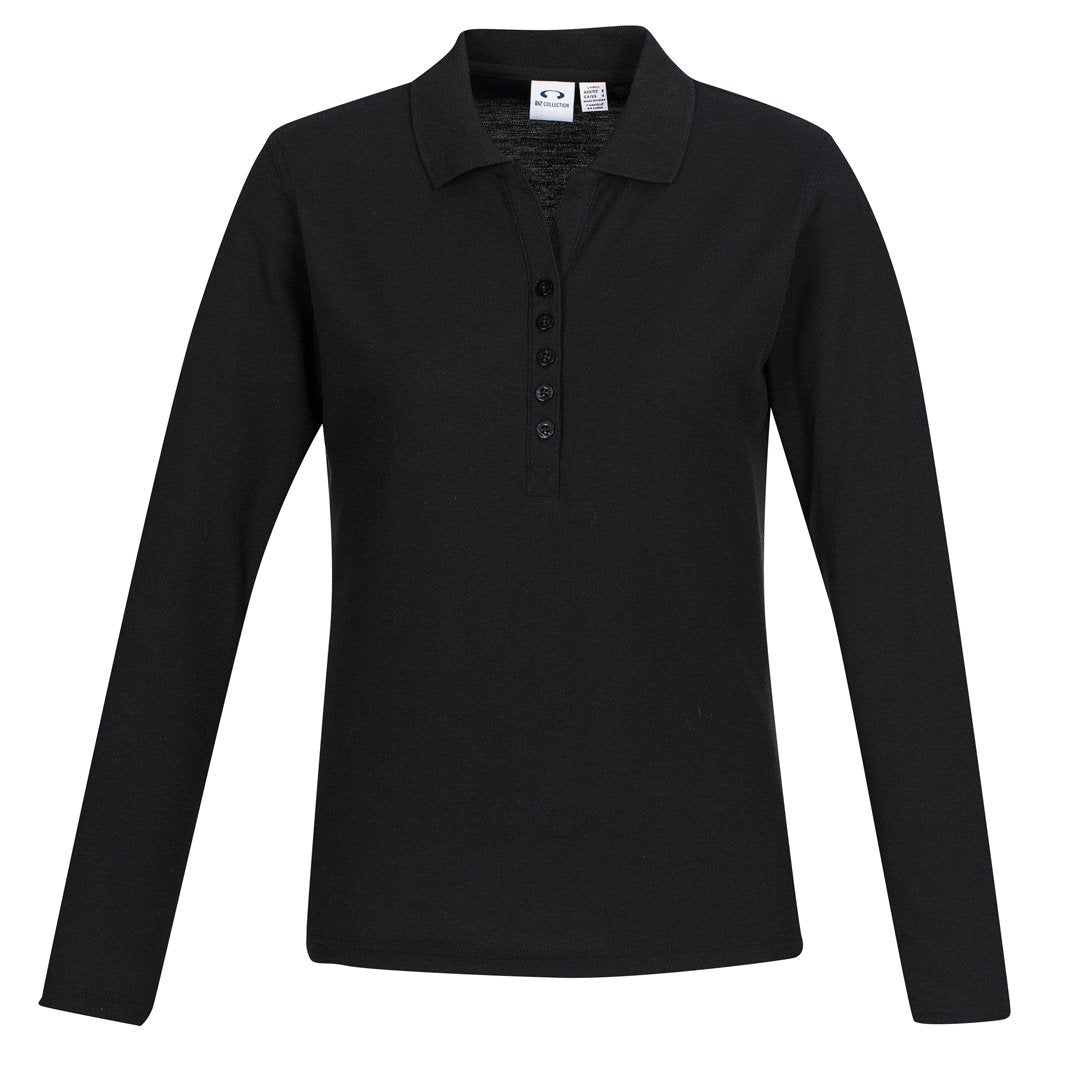 House of Uniforms The Crew Polo | Ladies | Long Sleeve Biz Collection Black