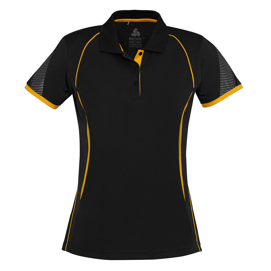 House of Uniforms The Razor Polo | Ladies | Short Sleeve Biz Collection Black/Gold