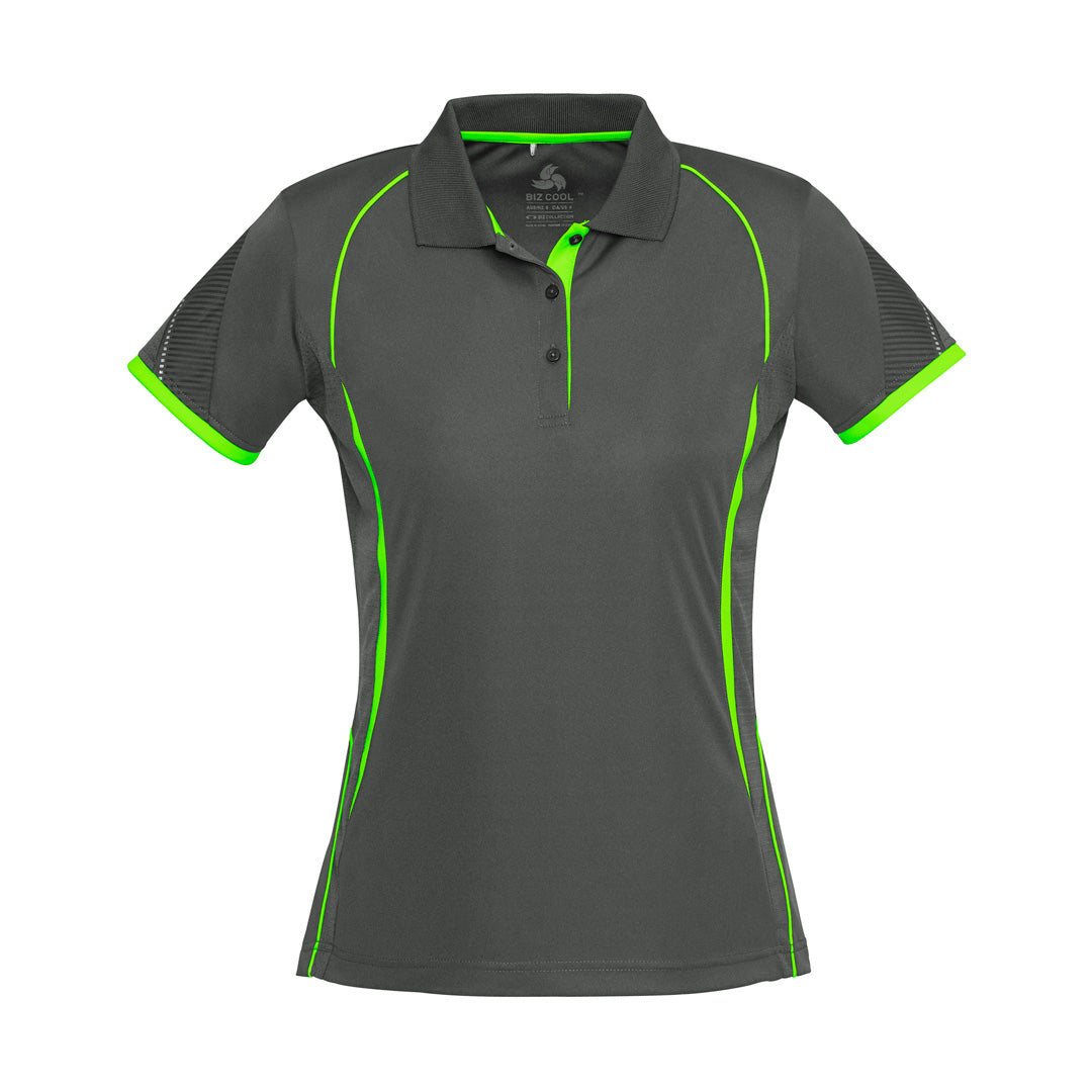 House of Uniforms The Razor Polo | Ladies | Short Sleeve Biz Collection Grey/Lime