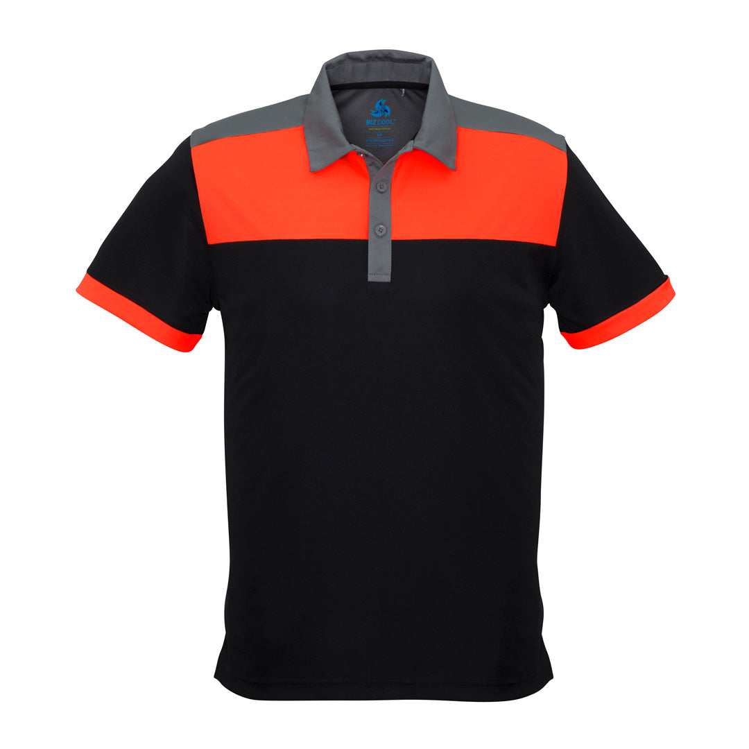 House of Uniforms The Charger Polo | Mens | Short Sleeve Biz Collection Black/Orange/Grey