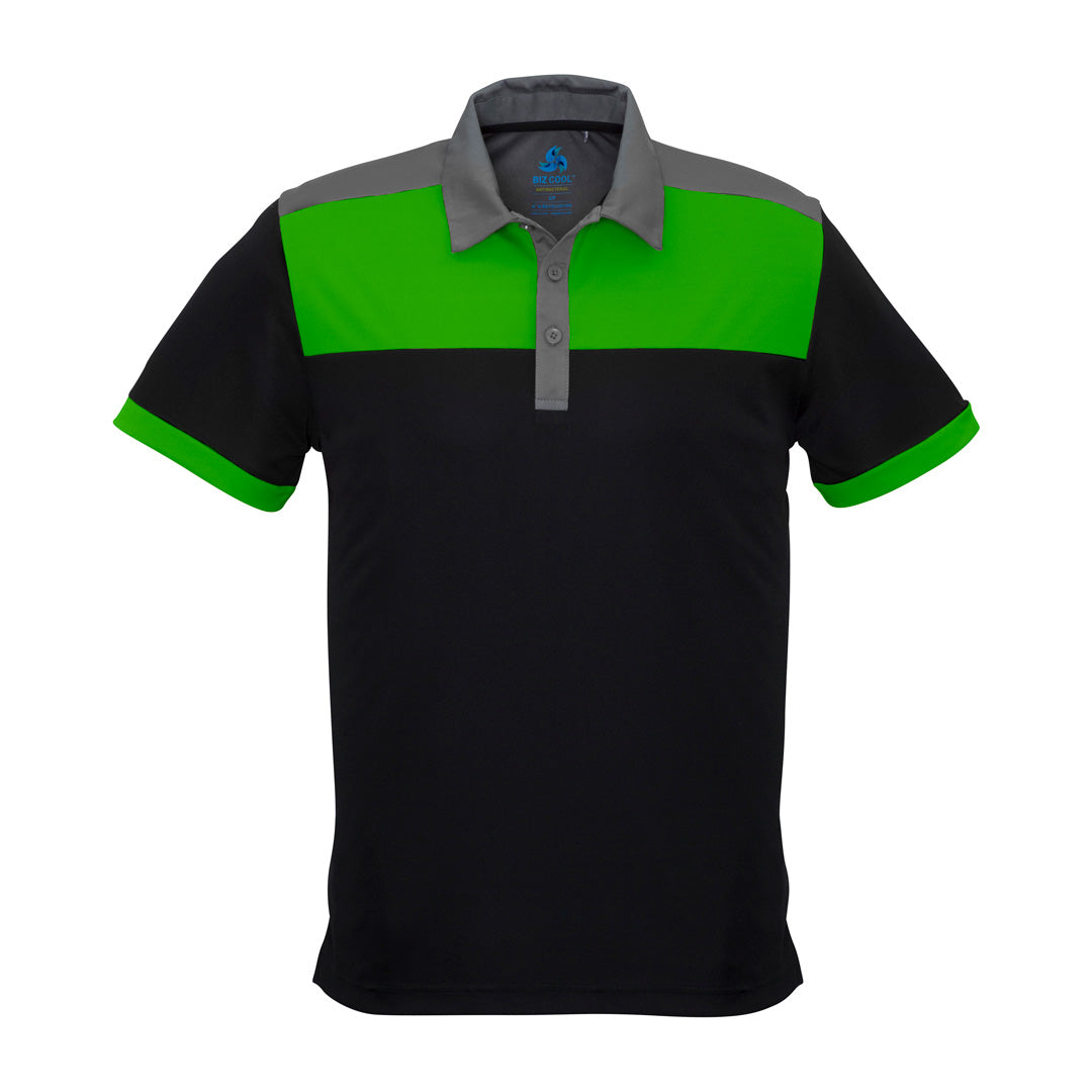 House of Uniforms The Charger Polo | Mens | Short Sleeve Biz Collection Black/Green/Grey
