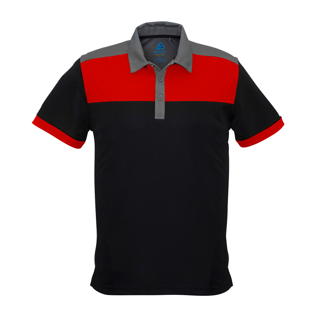 House of Uniforms The Charger Polo | Mens | Short Sleeve Biz Collection Black/Red/Grey