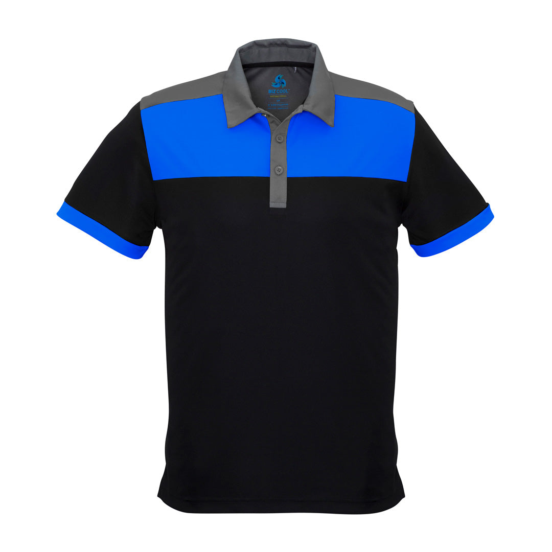 House of Uniforms The Charger Polo | Mens | Short Sleeve Biz Collection Black/Royal/Grey