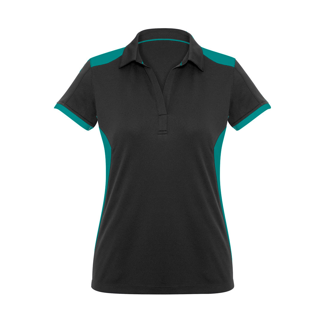 House of Uniforms The Rival Polo | Ladies | Short Sleeve Biz Collection Black/Teal