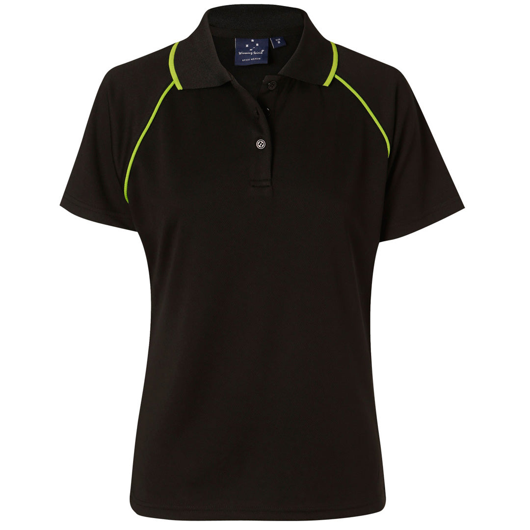 House of Uniforms The Champion Polo | Ladies | Short Sleeve Winning Spirit Black/Lime