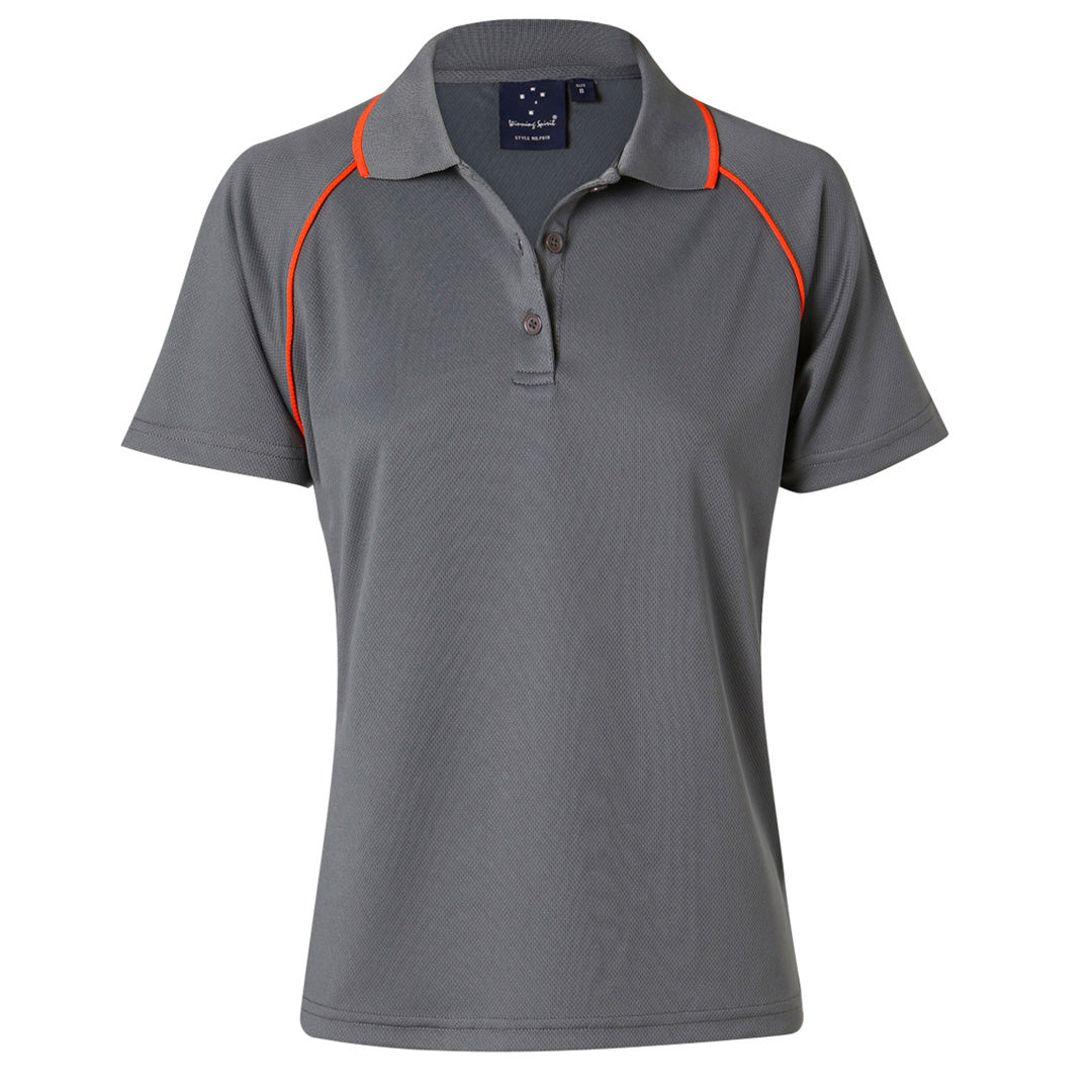 House of Uniforms The Champion Polo | Ladies | Short Sleeve Winning Spirit Charcoal/Orange