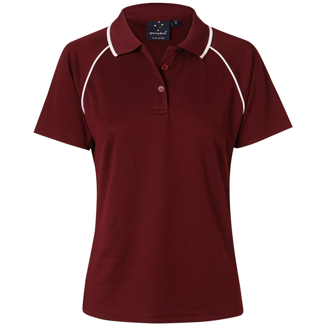 House of Uniforms The Champion Polo | Ladies | Short Sleeve Winning Spirit Maroon/White