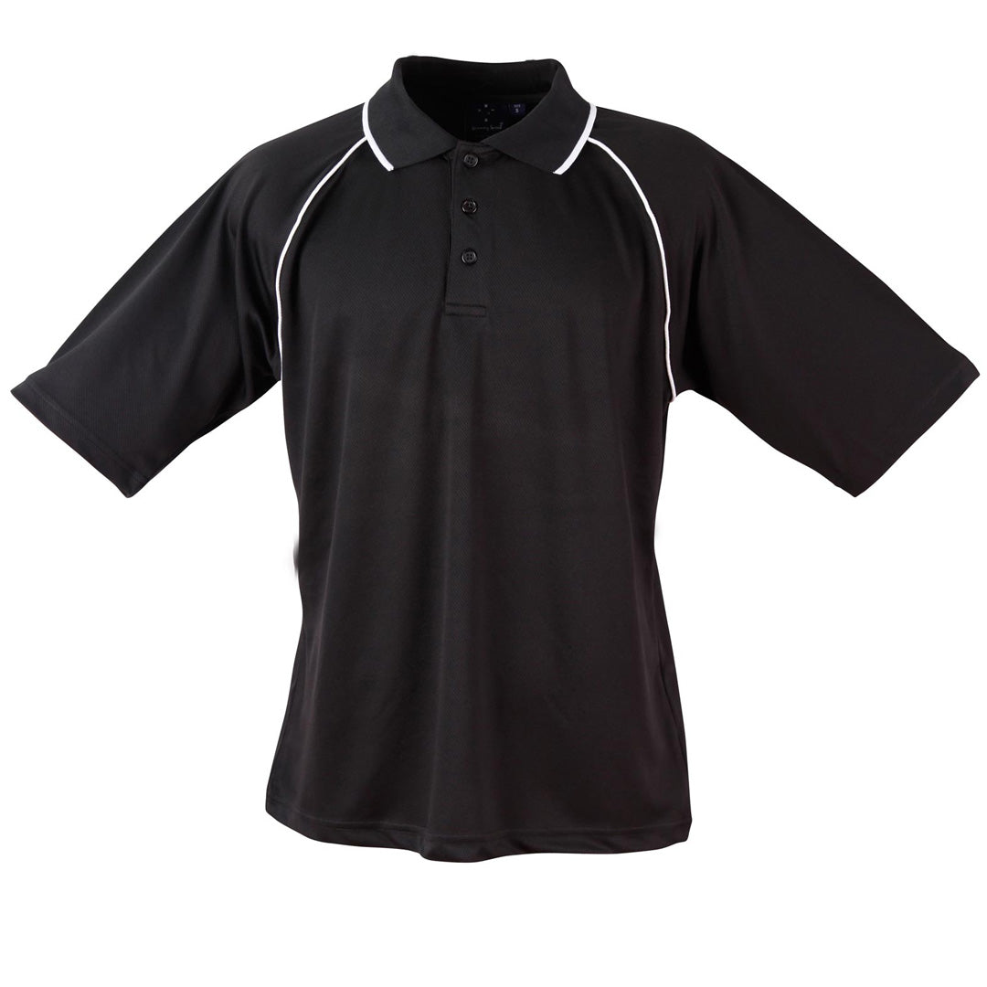 House of Uniforms The Champion Polo | Mens | Short Sleeve | Plus Winning Spirit Black/White